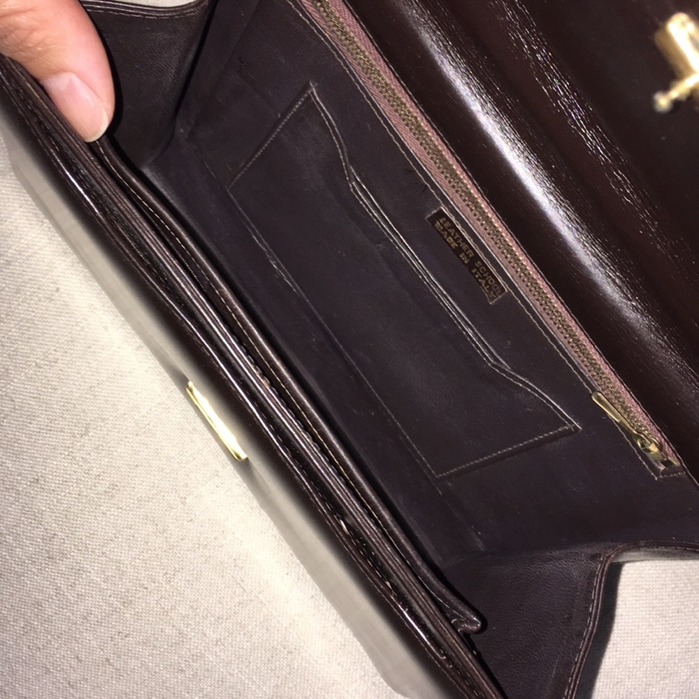Chocolate brown vintage leather handbag (Italian) - Picture 3 of 4